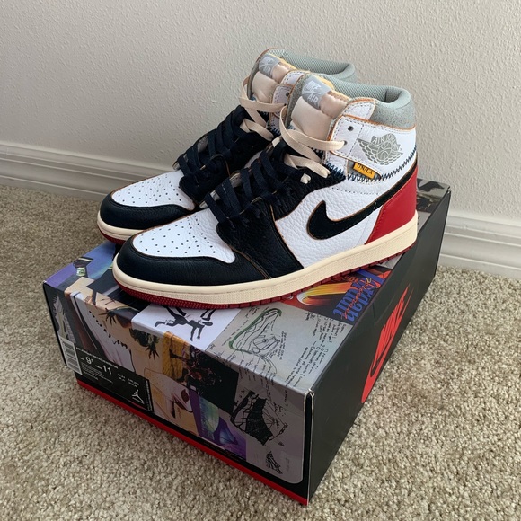 nike air jordan x union 1 retro high black toe